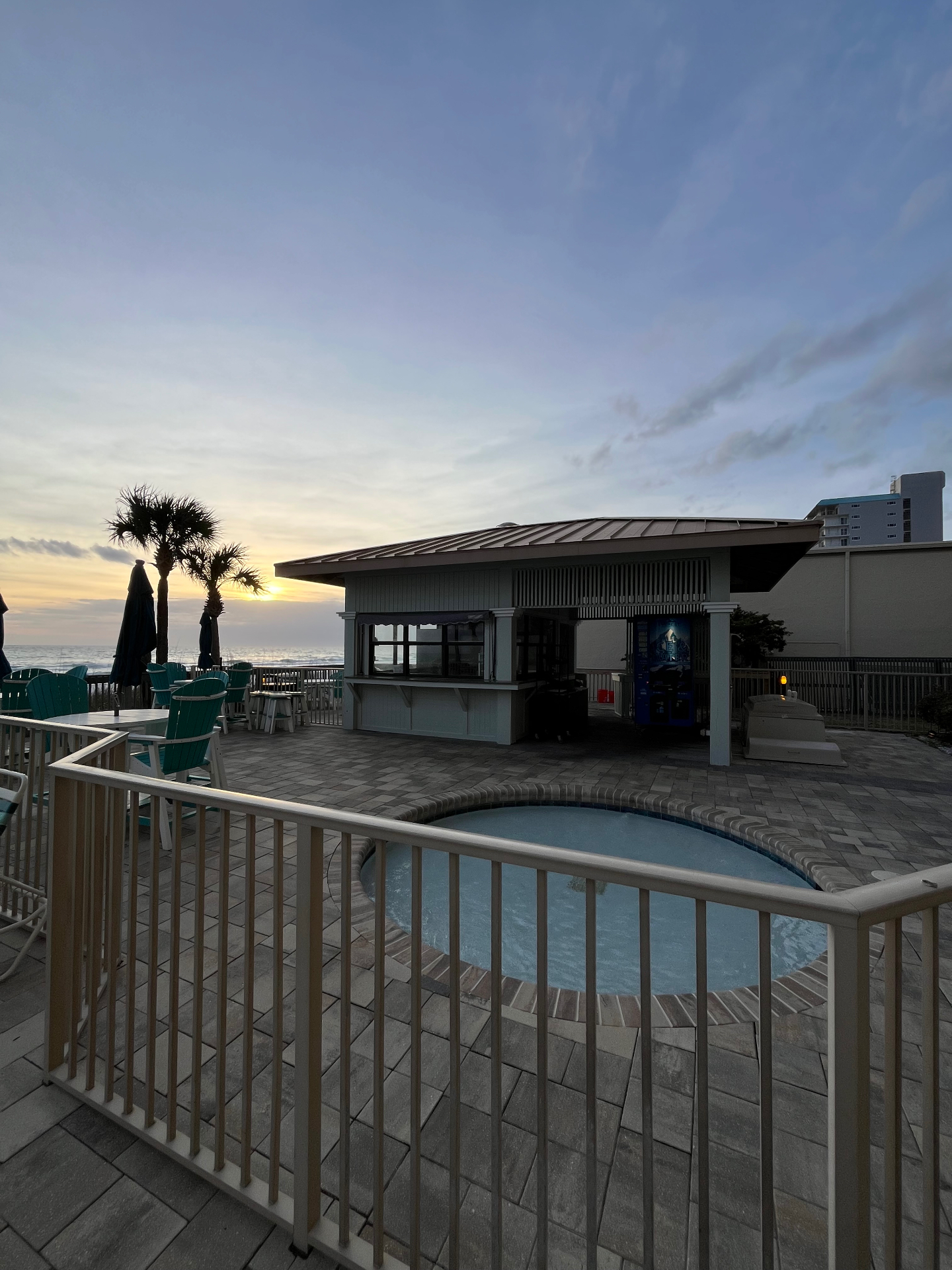 Exterior at sunrise — remodel