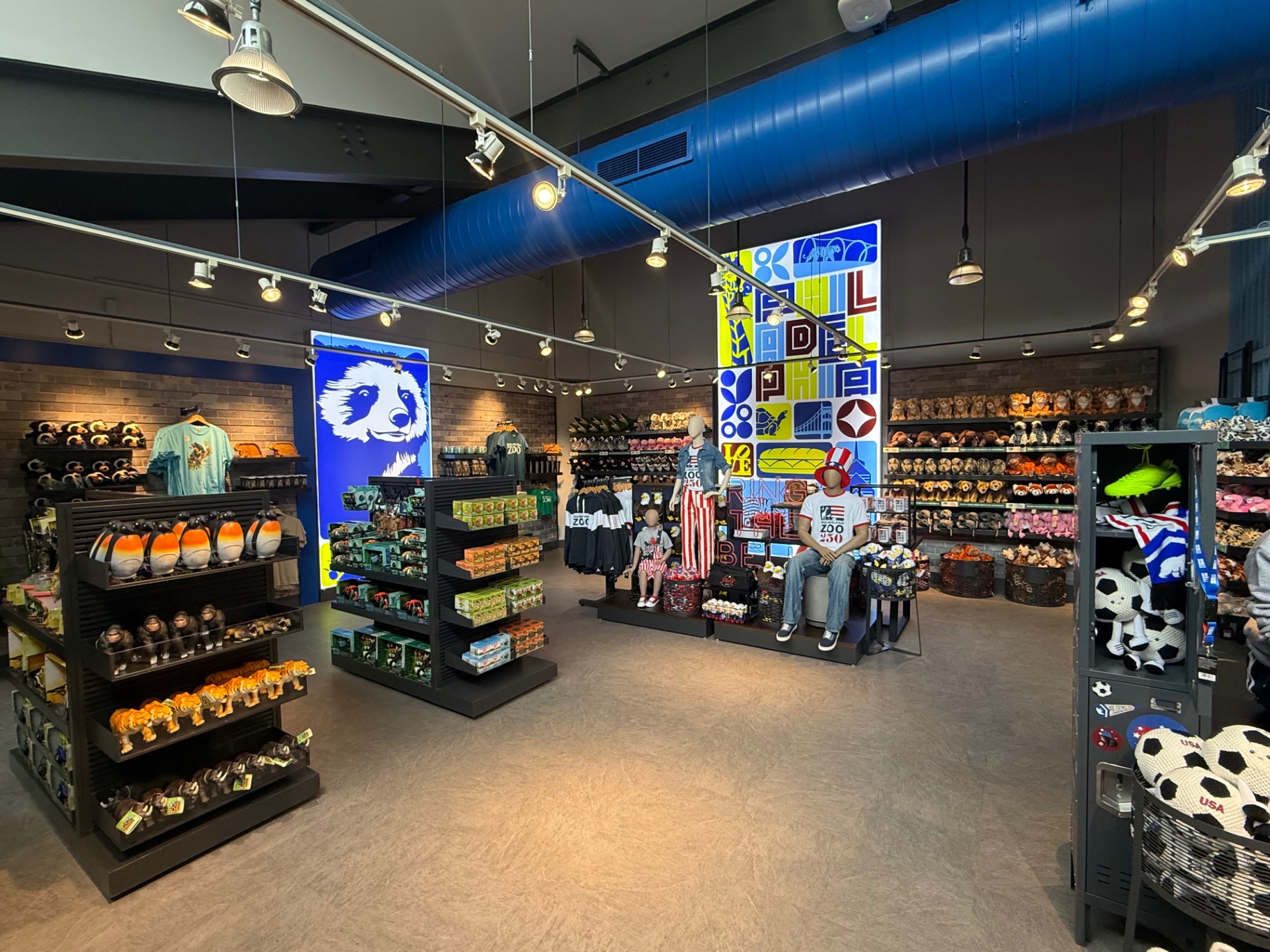 Retail overview with custom fixtures